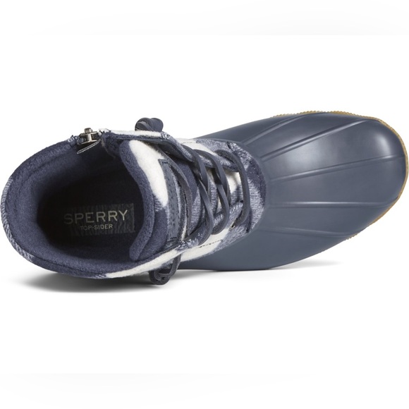 Sperry women’s saltwater Buffalo check duck boot Buffalo plaid wool shaft navy - Picture 5 of 13